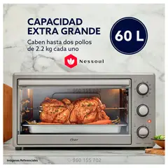 OSTER - Horno Oster XL con Rostizador de 60L Gris TSSTTV60MNS - Modelo Nuevo