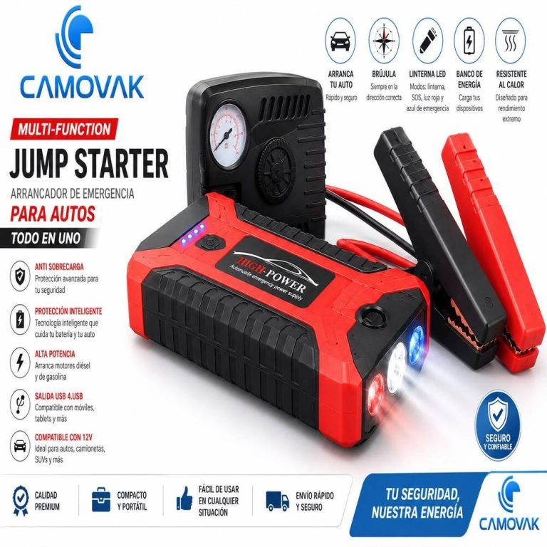 KIT DE EMERGENCIA 4 EN 1 ARRANCADOR DE BATERIA DE AUTO Y INFLADOR DE LLANTA