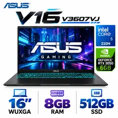 ASUS - Asus V16 V3607VJ-RP067W Core 5-210H, 8GB RAM, 512GB SSD, RTX 3050 6GB, 16″ WUXGA, Windows 11.