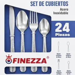 FINEZZA - SET DE CUBIERTOS FINEZZA 24 PIEZAS ACERO INOXIDABLE TEXTURA LABRADA