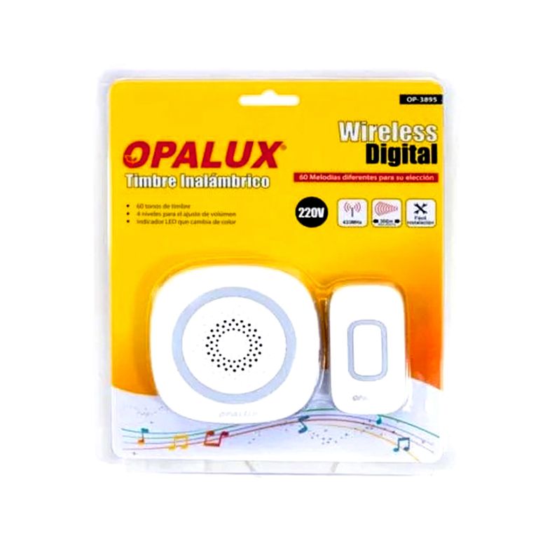 Timbre Inalámbrico Portátil 220V 60 Melodías OP-3895 OPALUX