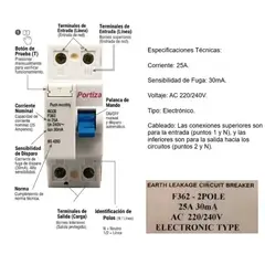 GENERICO - INTERRUPTOR DIFERENCIAL MONOFASICO 2X25AMP
