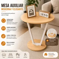 GENERICO - Mesa CIRCULAR Multifuncional de Melamine Sukea Madera Y Metal MADERA