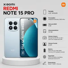 XIAOMI - CELULAR XIAOMI REDMI NOTE 15 PRO 5G 512GB 8GB RAM  Azul glaciar