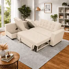 BARAKA HOME - Sofá Cama Multifuncional Kavala 3 Cuerpos - Beige Claro
