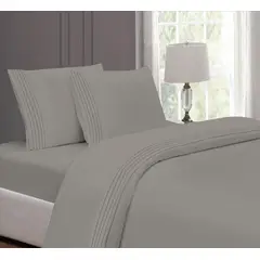CASATEX - JUEGO DE SABANAS LUJOSA BORDADA 3000 HILOS COLOR ENTERO 1.5 PLZ