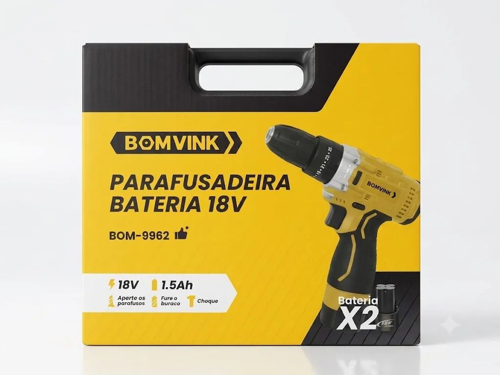 Taladro Atornillador Inalámbrico Bomvink 18V con 2 Baterías,
