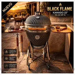 BLACK - Parrilla Kamado BLACK FLAME 22 KS-22-SP-B GRIS Modelo Nuevo