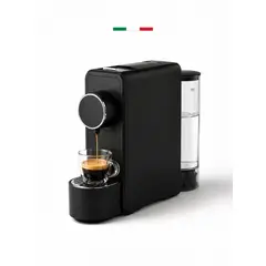EXPRESSO DUE - Maquina de café Expreso Italiana  negra con capsúlas - EspressoDue Marta 19 Bar