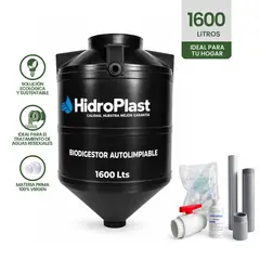 HIDROPLAST - Biodigestor Autolimpiable Hidroplast 1600 Litros + Kit de Accesorios