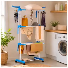 GENERICO - Tendedero de Ropa Plegable 4 Niveles con Ruedas Giratorias y Soporte 60kg