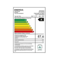 AGHASO - Terma a Gas Natural Aghaso 5.5 Litros Paso Continuo