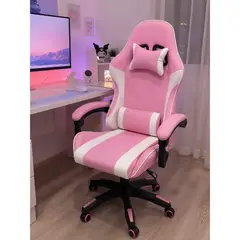 GENERICO - Silla Gamer Rosa Giratoria 360° Altura Ajustable Acolchada Incluye Cojín  H353