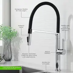 XM - MEZCLADORA MONOCOMANDO PARA COCINA CROMADO CON NEGRO MC0107500