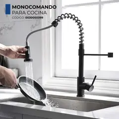 FRATELLI - MEZCLADORA MONOCOMANDO PARA COCINA EXTRAÍBLE NEGRO NAVARRA-1