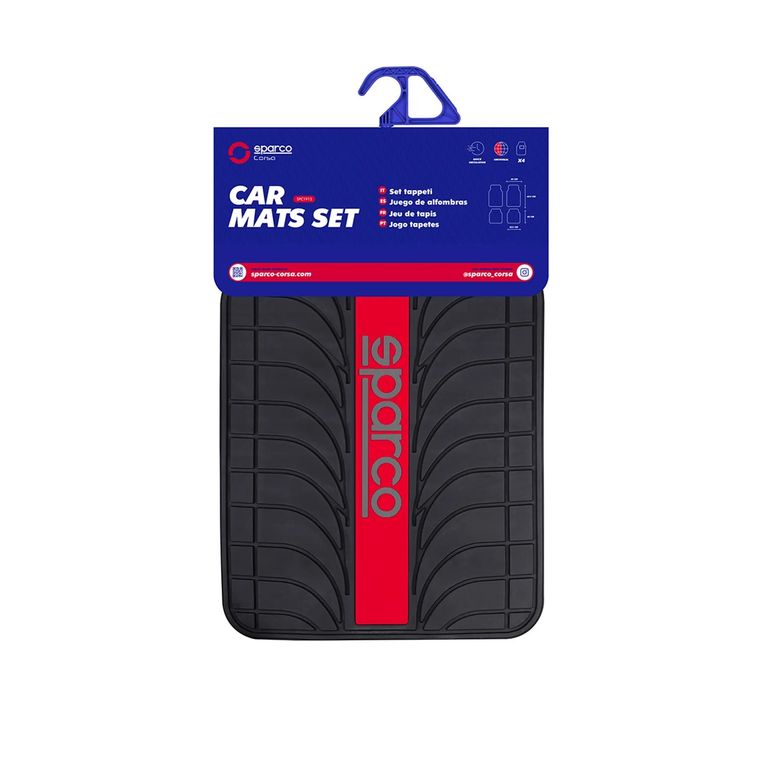 Piso Sparco Pvc Para Auto Camioneta 5 Piezas Rojo