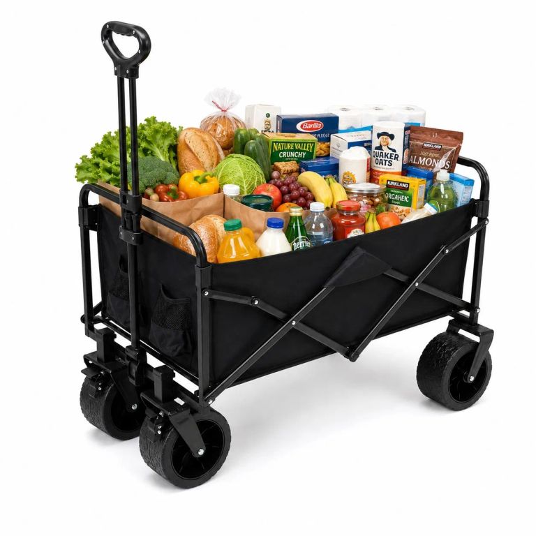 Carrito de Compras Plegable 150 L con Ruedas Todo Terreno Negro BUYPAL