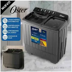 OSTER - Lavadora Semiautomática de Doble Tina Oster 18 kg Negra OS-PSAWMX18B