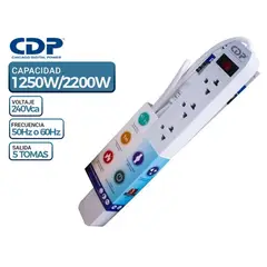 CDP - SUPRESOR DE PICOS CDP 05 TOMAS WHITE 220V (R-SS5)