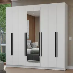 MADESA - Ropero Netuno 8 Puertas 4 Cajones 2 Espejos - BlancoBlancoNegro