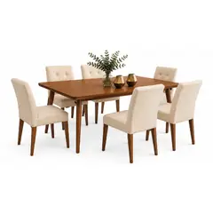 ALTO HOGAR - Juego de Comedor de Madera 6 Sillas Lia Crema