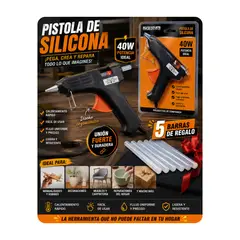 GENERICO - PISTOLA DE SILICONA DE 40 W + 5 BARRAS DE SILICONA DE REGALO