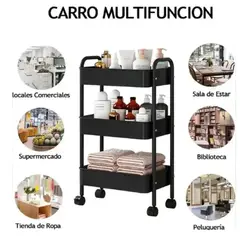 OEM - CARRITO ORGANIZADOR MULTIUSO DE TRES NIVELES CON RUEDAS