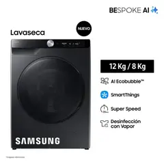 SAMSUNG - Lavaseca 12Kg y 8kg Bespoke AI Negro Samsung WD12FG6B34BBPE
