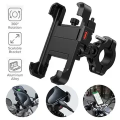 OEM - Soporte Celular de Aluminio para Moto Cargador Carga Rápida USB Holder 360