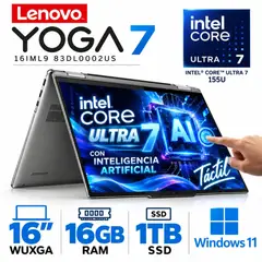 LENOVO - Lenovo Yoga 7 16IML9 Core Ultra 7-155U, 16GB RAM, 1TB SSD, 16″ WUXGA Táctil, Windows 11.