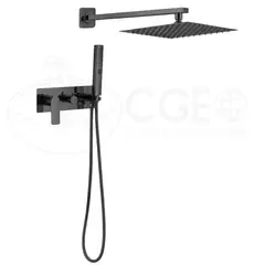FRATELLI - MEZCLADORA DE DUCHA Y TELEFONO MINIMALISTA CUADRADO NEGRO FB047  BRONCE