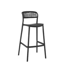 GENERICO - Silla Alta Nápoles 75 cm de Polipropileno con Respaldo Tejido – Negro