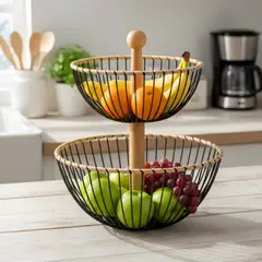 ELMEJORPRECIO - Frutero de 2 Niveles de Metal Modelo Seth