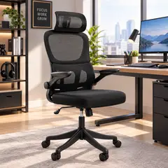 KOMSUM - Silla Ergonómica Escritorio Oficina Giratoria Soporte Lumbar Komsum Turin Negro