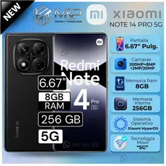 XIAOMI - Celular Xiaomi Redmi Note 14 PRO 5G 6.6"  Pulg. 8GB RAM 256GB - Negro