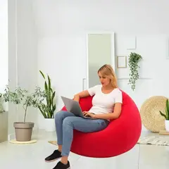 GENERICO - SOFA PUFF INFLABLE COLOR ROJO CON INFLADOR