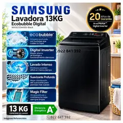 SAMSUNG - Lavadora Samsung 13Kg Ecobubble Digital Inverter WA13CG5441BV Negro - Modelo Nuevo