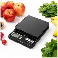 INSPIRA MARKET - Balanza Digital de Cocina 13 x 10 cm de Acero Inoxidable con Pantalla Digital para Alimentos Negro