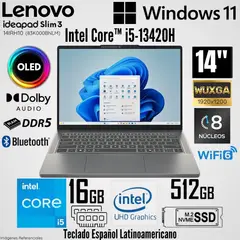 LENOVO - Laptop Lenovo IdeaPad Slim 3 14IRH10 Intel Core i5-13420H 16GB RAM 512GB SSD 14"  OLED WUXGA