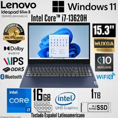 LENOVO - Laptop Lenovo IdeaPad Slim 3 15IRH10 Intel Core i7-13620H 16GB RAM 1TB SSD 15.3"  WUXGA - Cosmic Blue