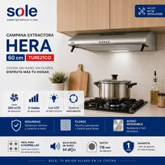 Sole - Campana Extractora Sole Hera 60 cm TURE21CO 3 Niveles Acero Inoxidable