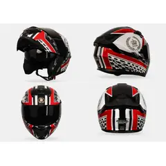 ROYAL - Casco Abatible Royal Doble Visor Negro Y Rojo Talla L