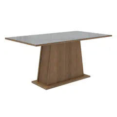 MADESA - Mesa de Comedor Rectangular 6 Puestos con Tablero de Madera y Cristal