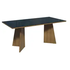 MADESA - Mesa de Comedor Rectangular 8 Puestos con Tablero de Madera y Cristal