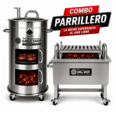 THE GRILL SHOP - COMBO PARRILLERO ROYAL+ Cilindro 4 Pollos + Caja China 5-6 kg