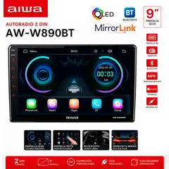 AIWA - Autoradio 2 DIN QLED 9" CarPlay Android Auto AIWA AW-W890BT FM/MP5/BT/USB Auto Radio