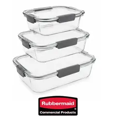 Rubbermaid - Set de 3 Tapers herméticos de Vidrio Rubbermaid 2118304 made In USA