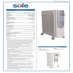 Sole - Estufa de Aceite 11 Celdas 2000W Sole