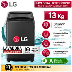 LG - Lavadora LG Carga Superior 13Kg WT13OBVTB Onyx Negro