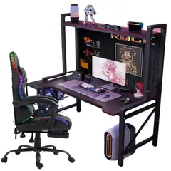 GENERICO - Mesa de escritorio con estante gamer oficina 120 cm L
